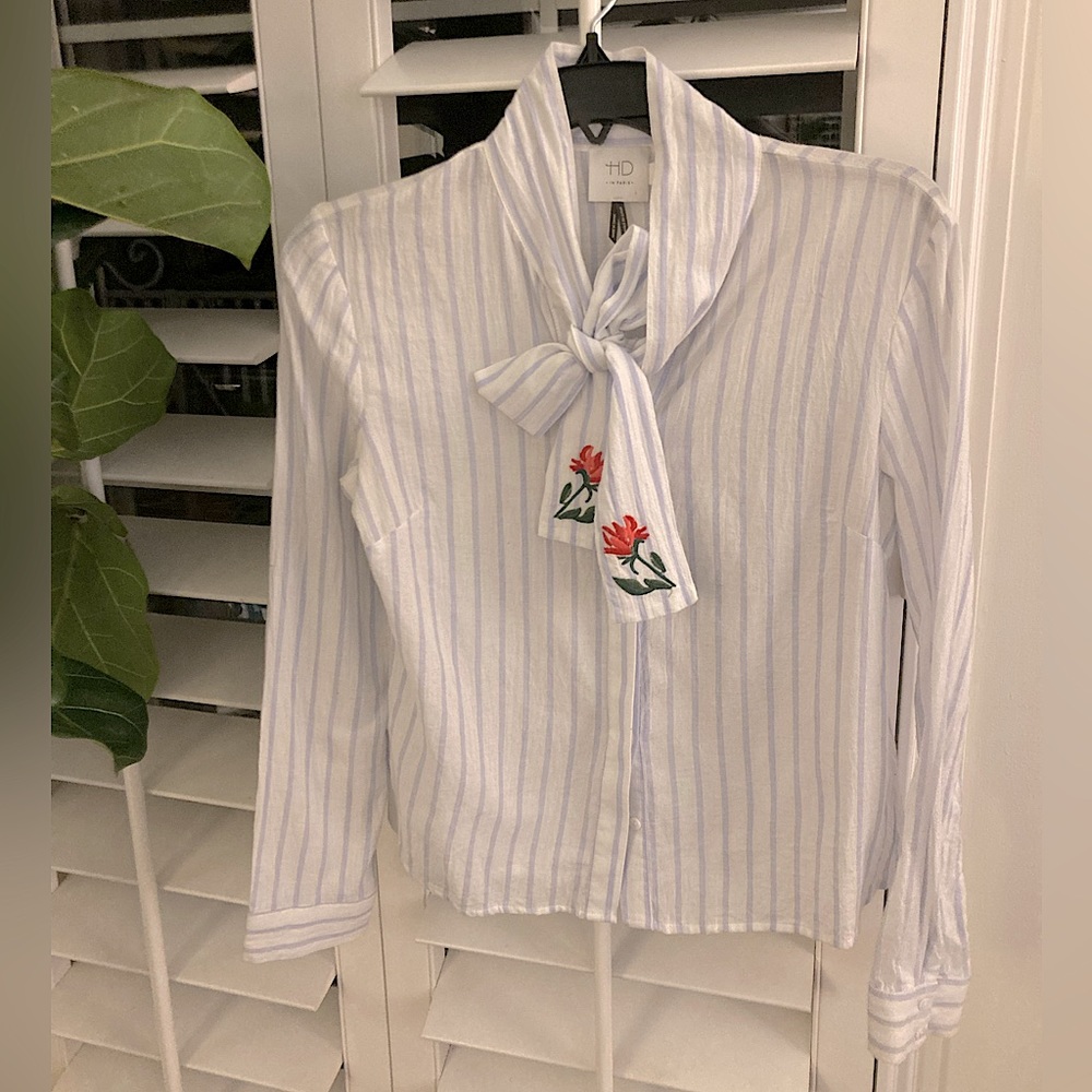 Anthropologie tie neck blouse XS